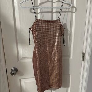 Topshop Shimmering Rose Gold Mini Dress